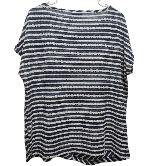 Vintage Emma James Women Size XL Soft Top Cheveron Pattern Casual Classic Navy - Picture 8 of 8